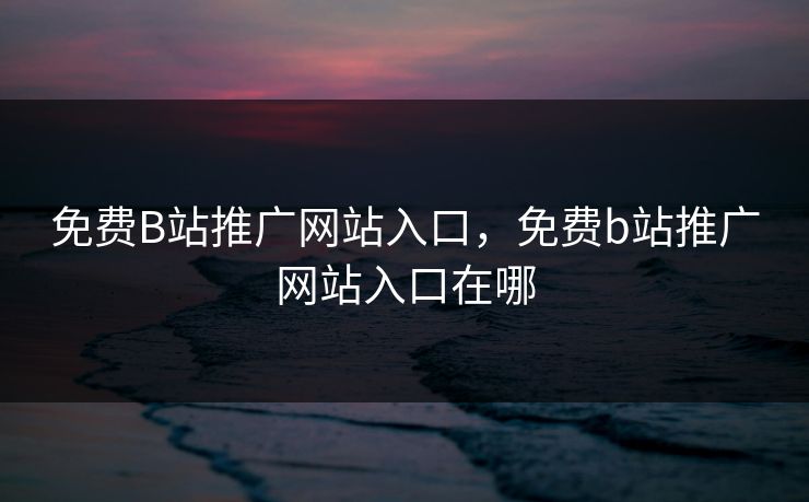 免费B站推广网站入口，免费b站推广网站入口在哪